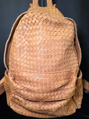 Vilenca Holland Italian Woven Leather Backpack